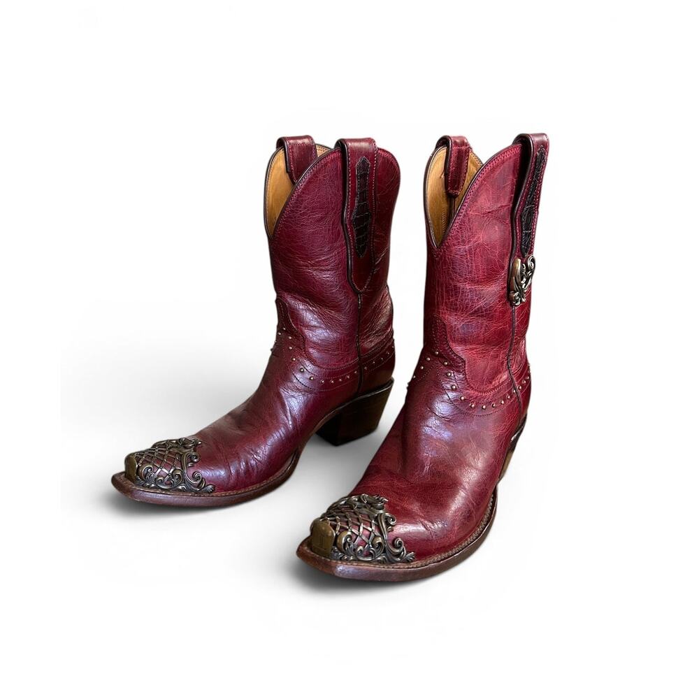Rare Lucchese Classic Filigree Brass Snip Toe Western Boot Sz 7 GY4508S54
